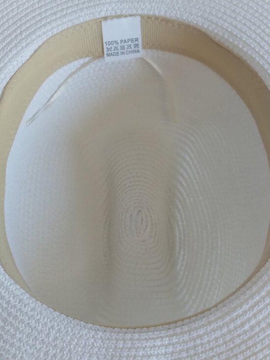 WOMEN\'S WHITE COWGIRL STRAW HAT W/ BROWN SUEDE CRYSTAL & GOLD CHAIN HAT BAND main image 5